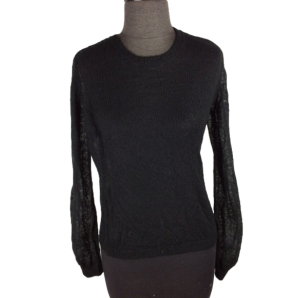 DYNAMITE Sheer Long Sleeve Sweater in Black Large - Picture 2 of 7